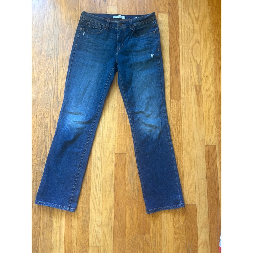 Levis 505 Straight Leg Jeans Womens 8M Medium Wash Distressed Denim Pants
